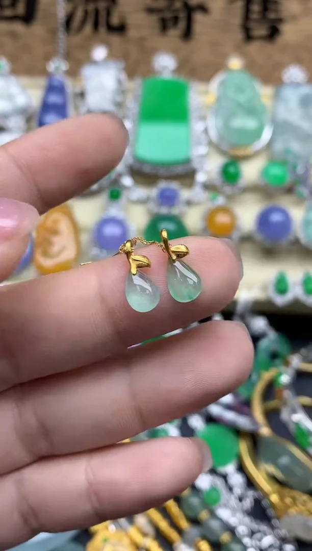 【闪购商品】翡翠耳饰18K金镶嵌276-中国好珍宝