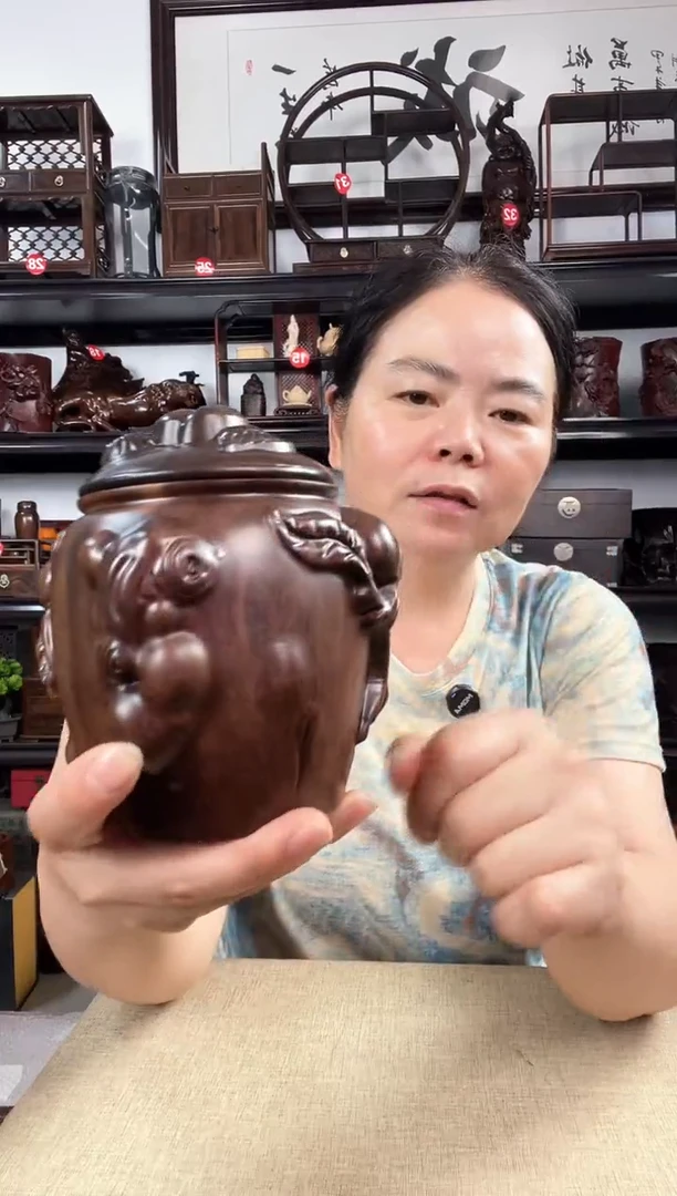 木寿桃茶叶罐老李红木工艺品
