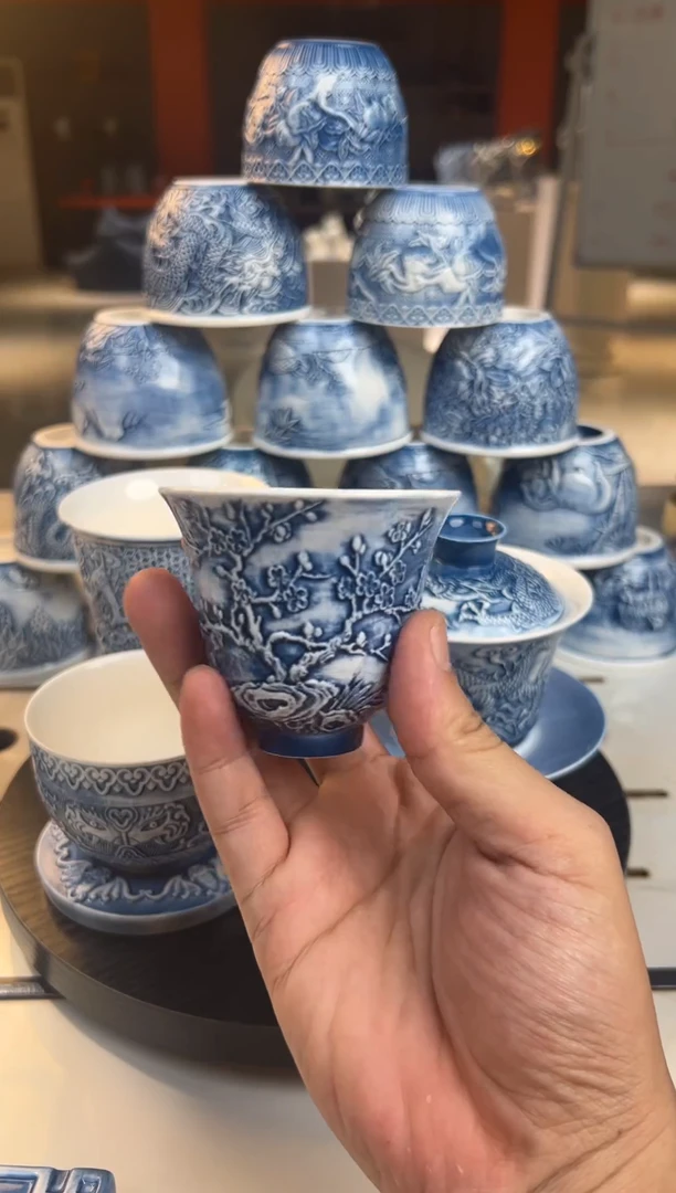 景德镇陶瓷小蓝杯