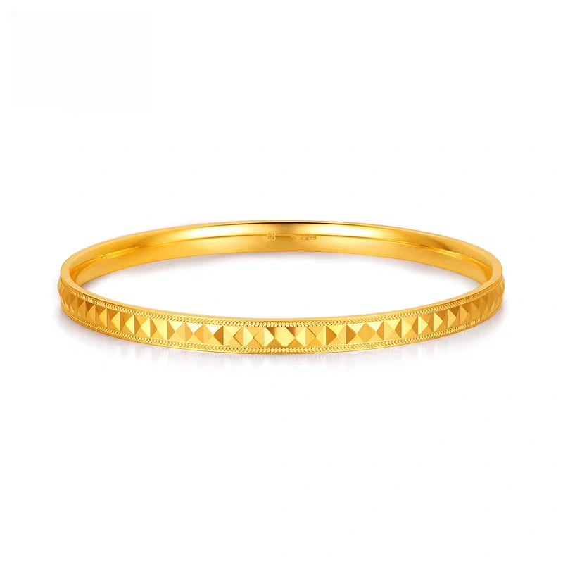 足金菱形爆闪手镯卡5面宽百搭轻奢精美