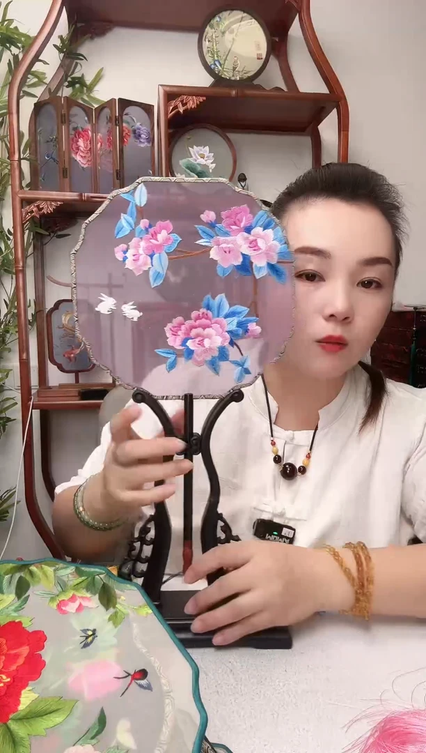 刺绣团扇--手工绣花---双面绣花