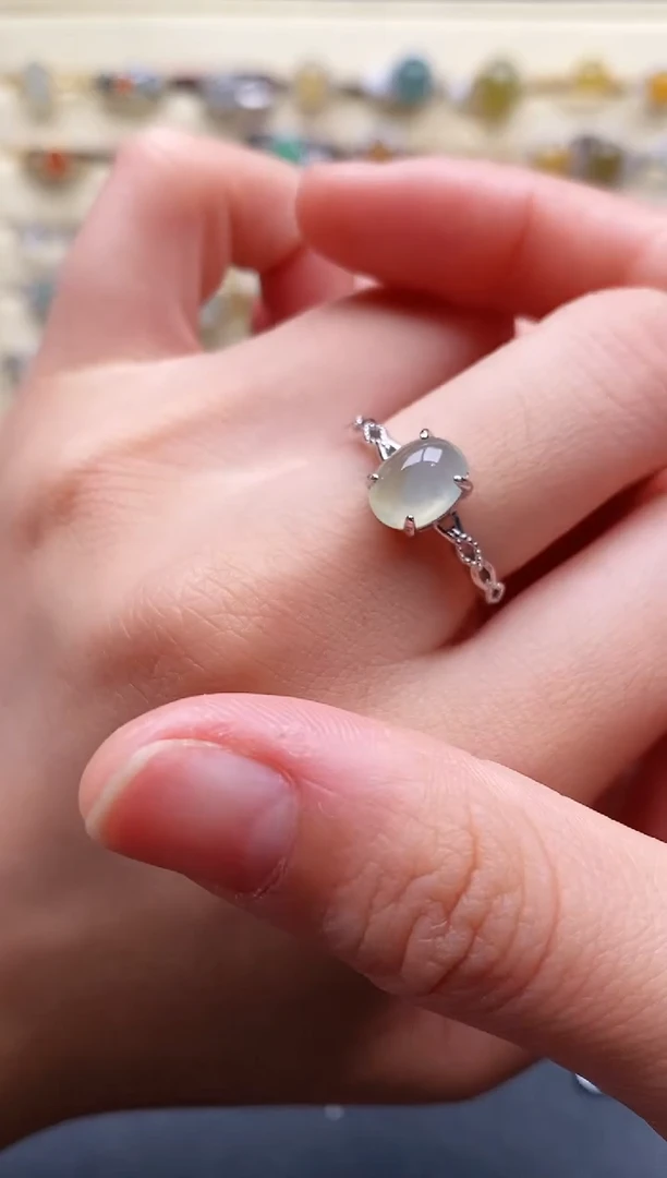 翡翠戒指银S925镶嵌55555555+2