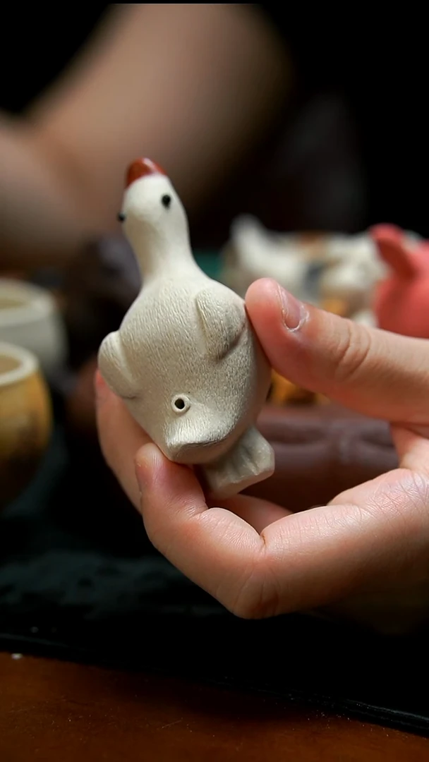 茶壶紫砂小白鹅香插