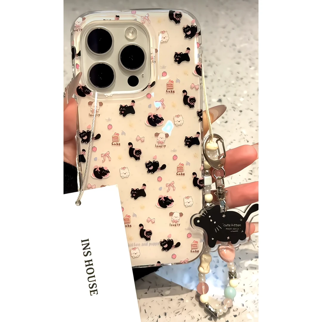 草莓小猫适用苹果华为vivo小米oppo女iphone15/16/14手机壳