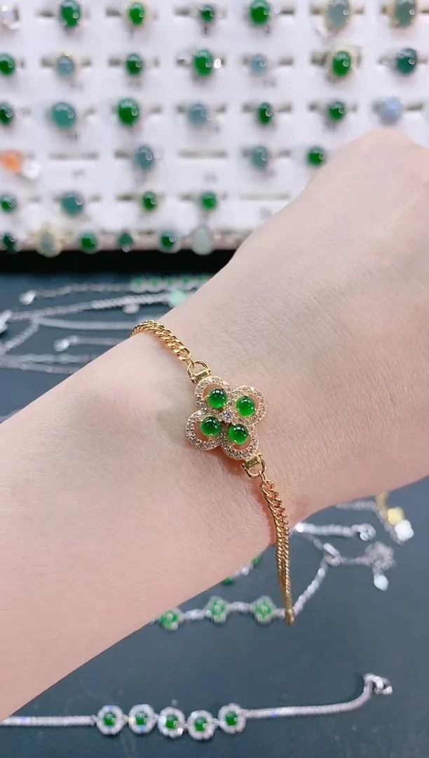 【闪购商品】翡翠手链银S925镶嵌天然翡翠