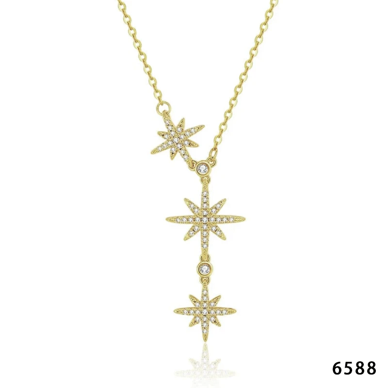 Bawarren 坠链均925银 6588-【八芒星】精致项链小众欧美