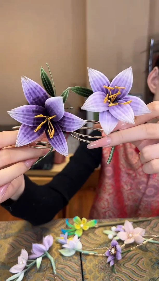 刺绣瞎盒 非遗绒花（发饰）