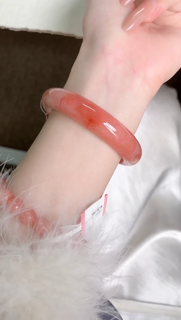 未镶嵌手镯石英质玉桃花53-圈口55.2