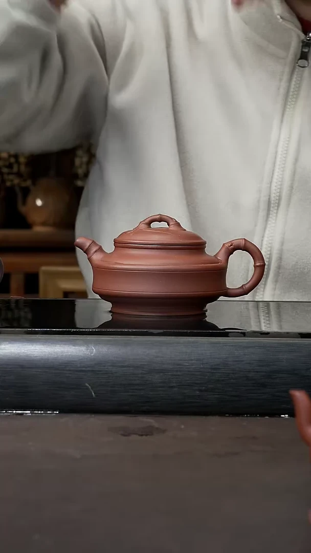 【闪购商品】紫砂茶壶清水泥 双线竹鼓240cc 043