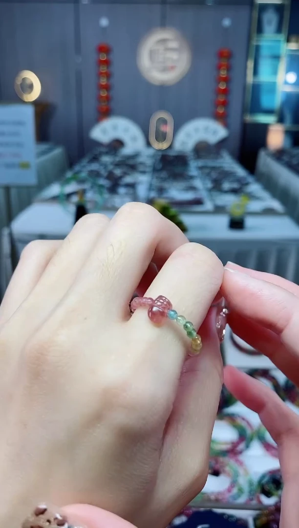 未镶嵌老矿碧玺色标貔貅戒指碧玺dan多样性发货一条