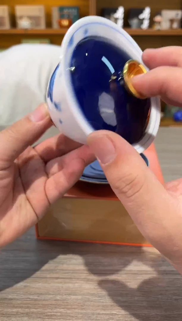 【闪购商品】样品手绘鱼盖碗茶具茶具