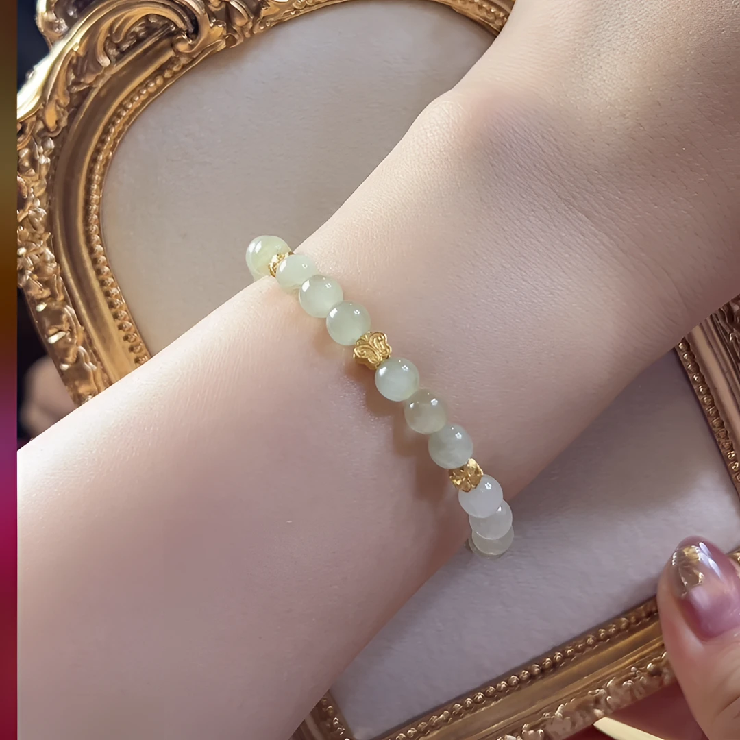 福玺阁原创 古风优雅绿锂辉蝶恋花精美手串