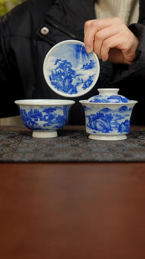 想**鸡套组山水景德镇茶器