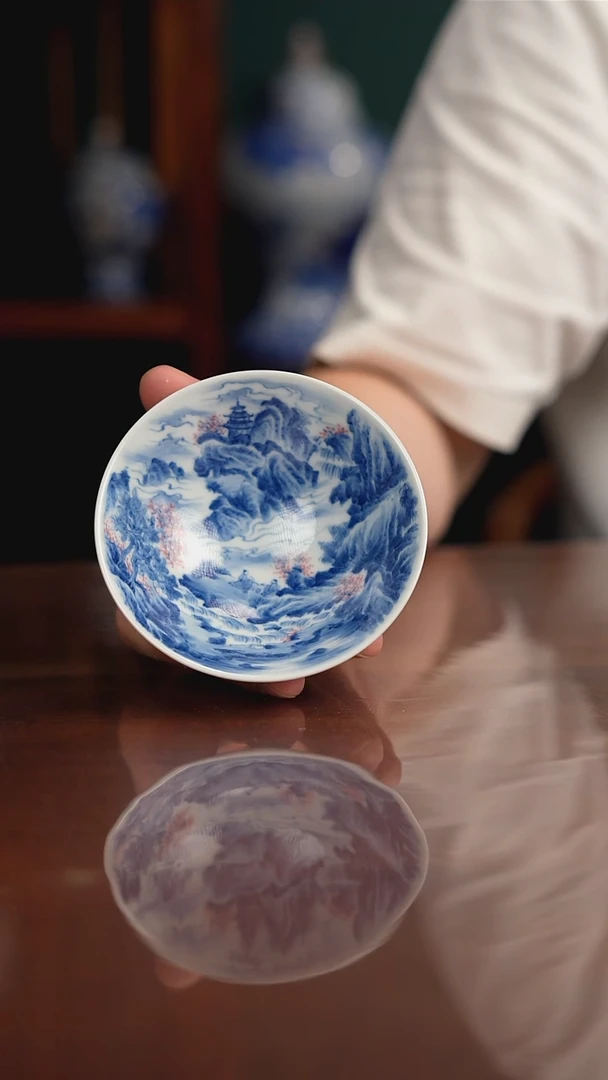 景琳藏 桃源春晓图 斗笠杯