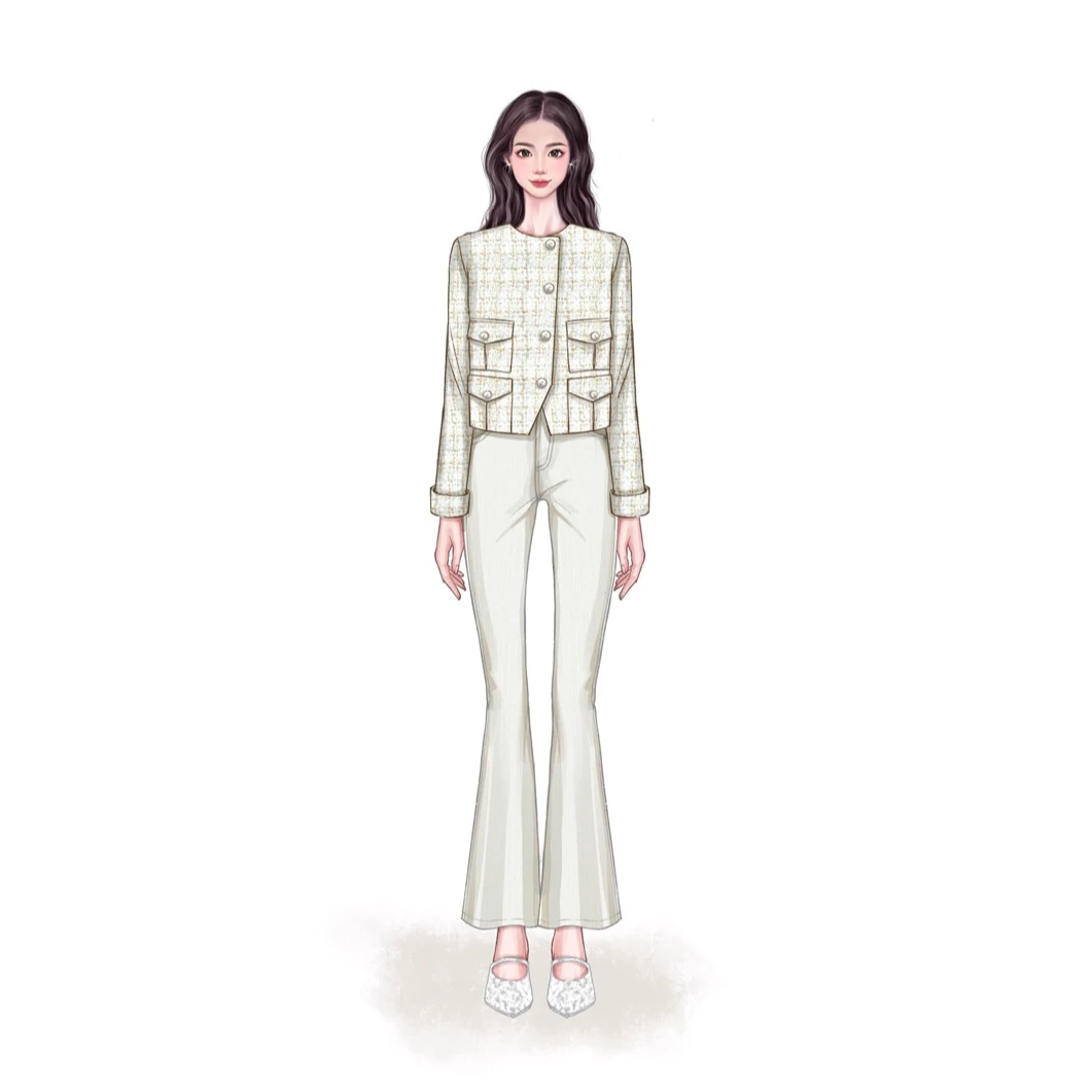 Rose Owner 5折粉丝福利～午夜巴黎气质金丝小香不规则撞色外套