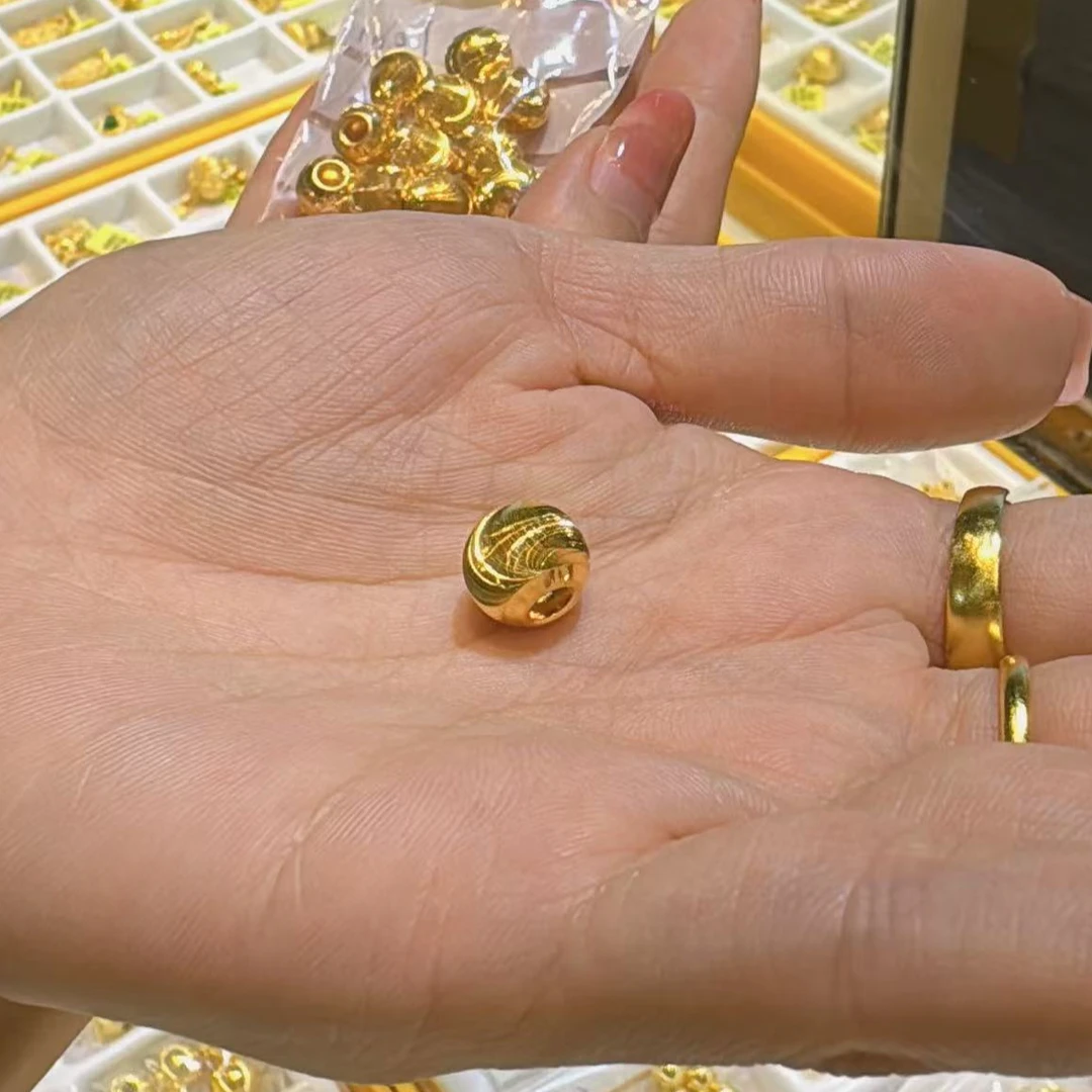 【巧玲珠宝】足金999卡10mm拉丝猫眼饰品 DIY时尚百搭 多样性发一