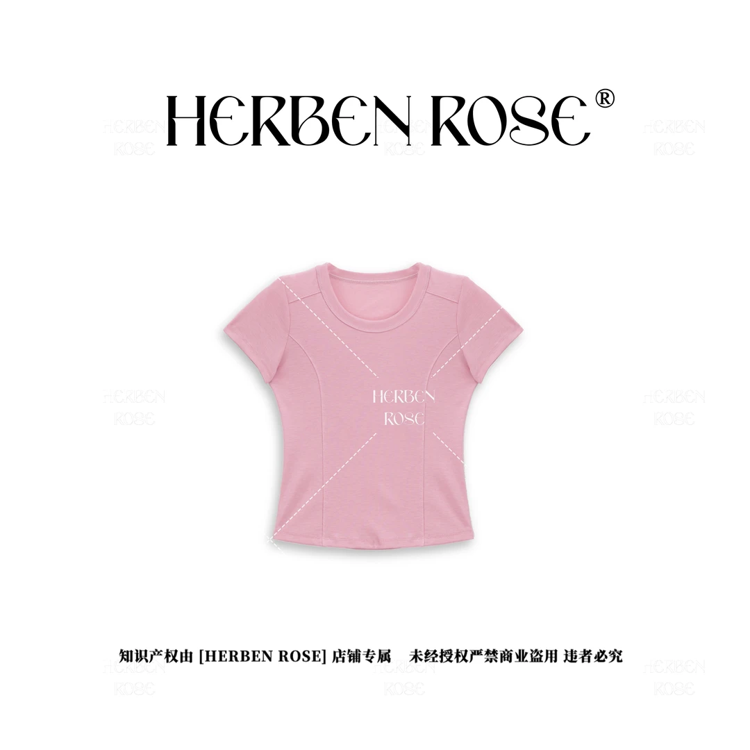 「结构小醋醋」2025夏季新款莱塞尔收腰修身短袖T恤 740402