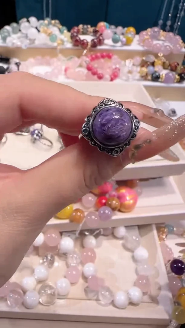 水晶戒指银S925镶嵌多样发一