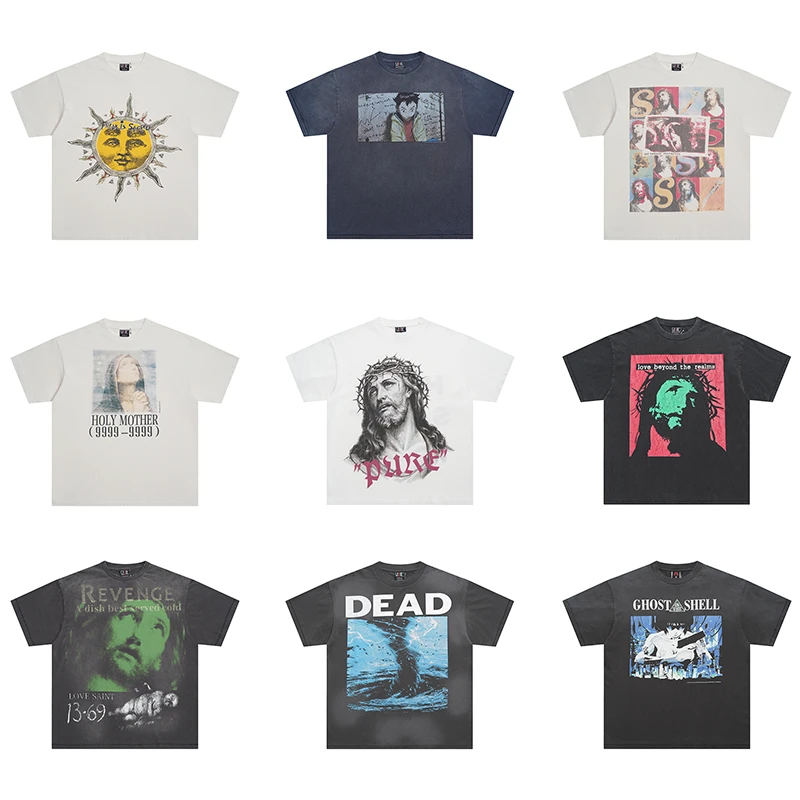 正确SaintMichael短袖T恤复古水洗做旧高街宽松短袖