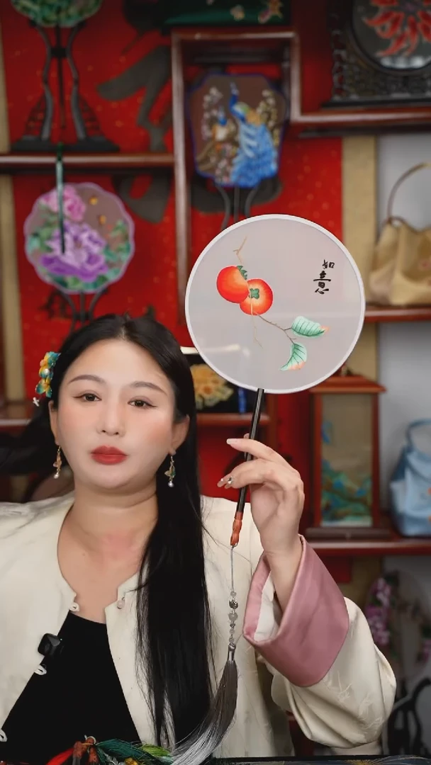 刺绣团扇-双面绣花非遗