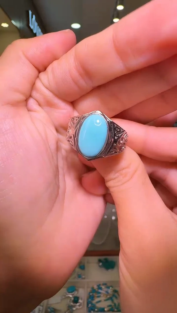 银S925镶嵌绿松石戒指015