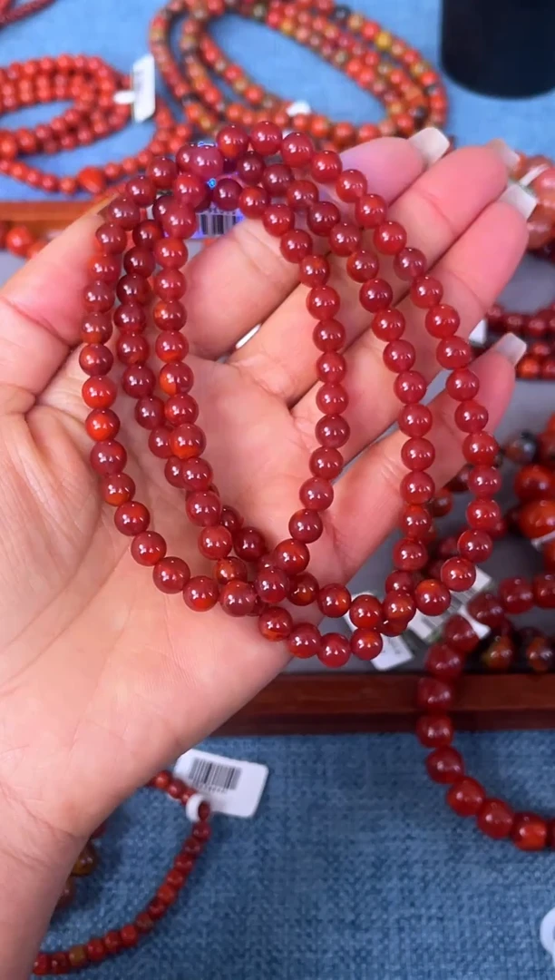 未镶嵌手串南红玛瑙N25凉山瓦西料原矿牛血红多圈