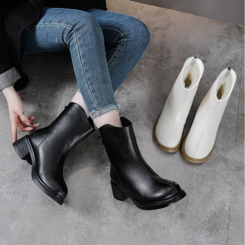 【现货】反季断码清货皮毛一体百搭冬季保暖休闲时尚马丁靴2023