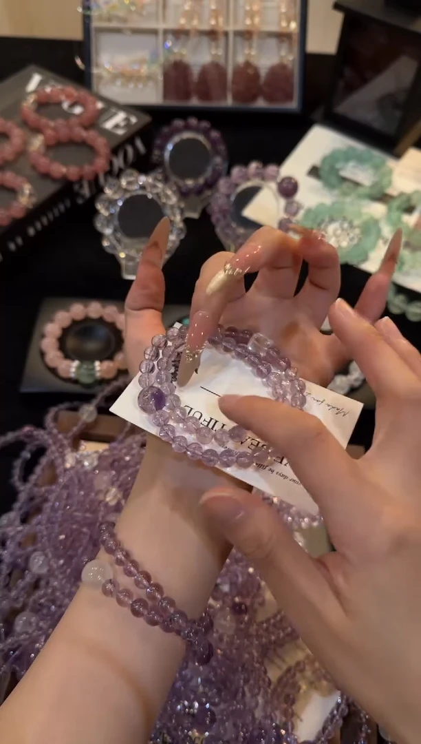 未镶嵌手链水晶紫水晶双圈x3520