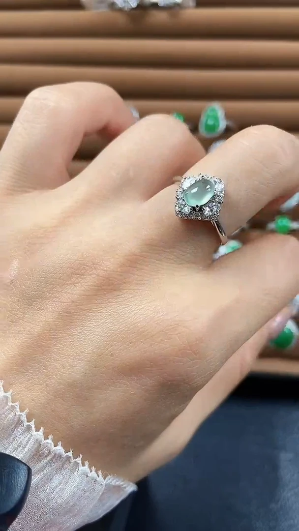 银S925镶嵌戒指翡翠3700