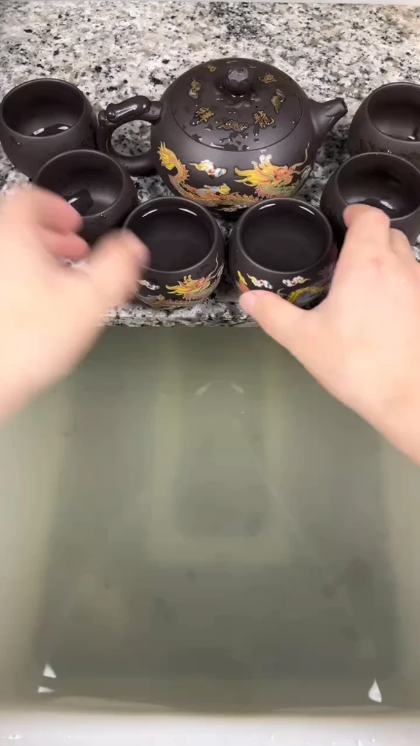 紫砂茶盏500毫升大西施龙凤呈祥一壶六杯变色套装