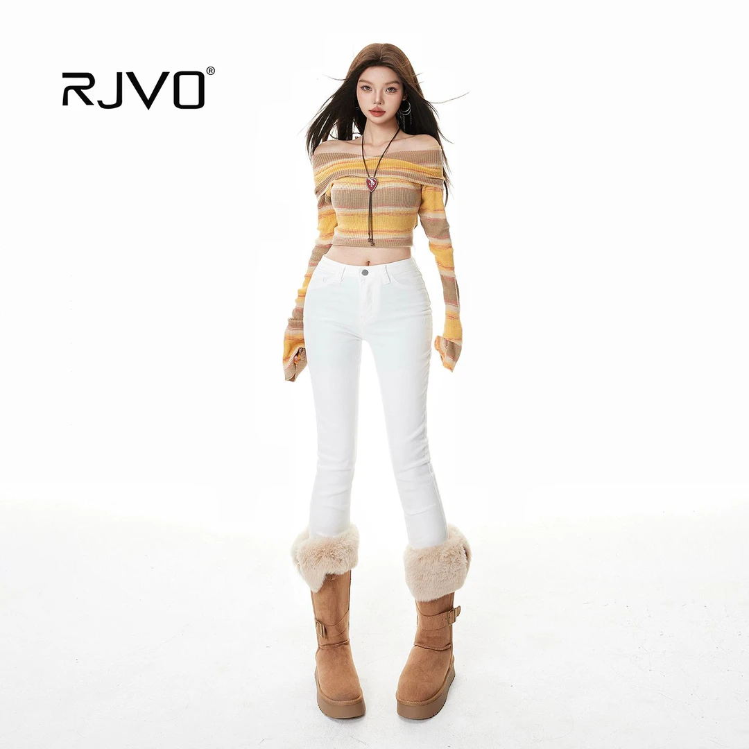 RJVO新款复古修身四面弹九分裤百搭显瘦小脚裤牛仔裤女