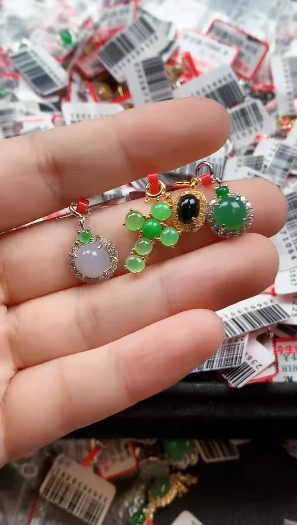 银S925镶嵌戒指翡翠天然A货缅甸翡翠