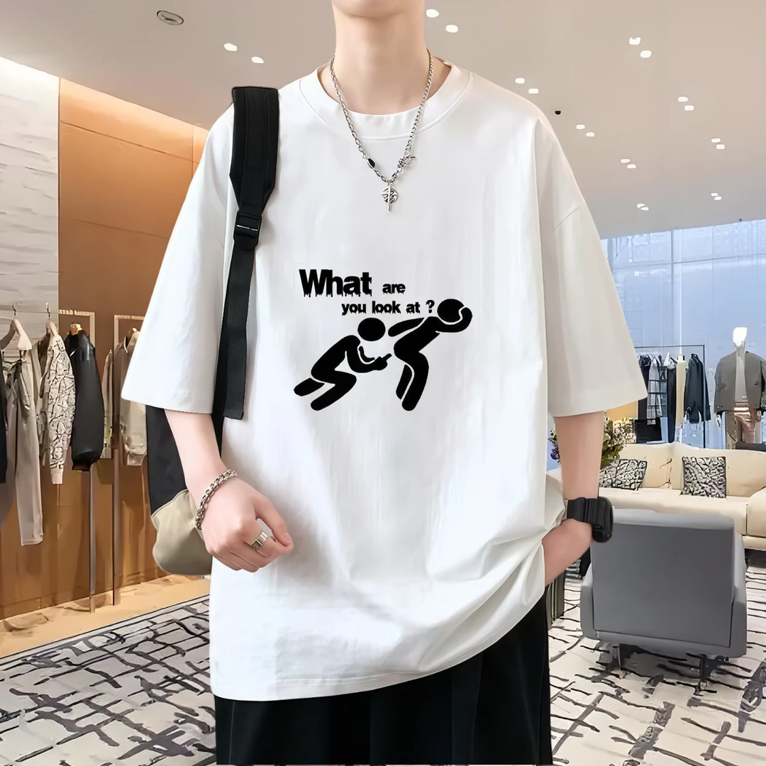 美式痞帅短袖T恤纯棉男士运动休闲百搭夏季ins宽松潮流印花圆领