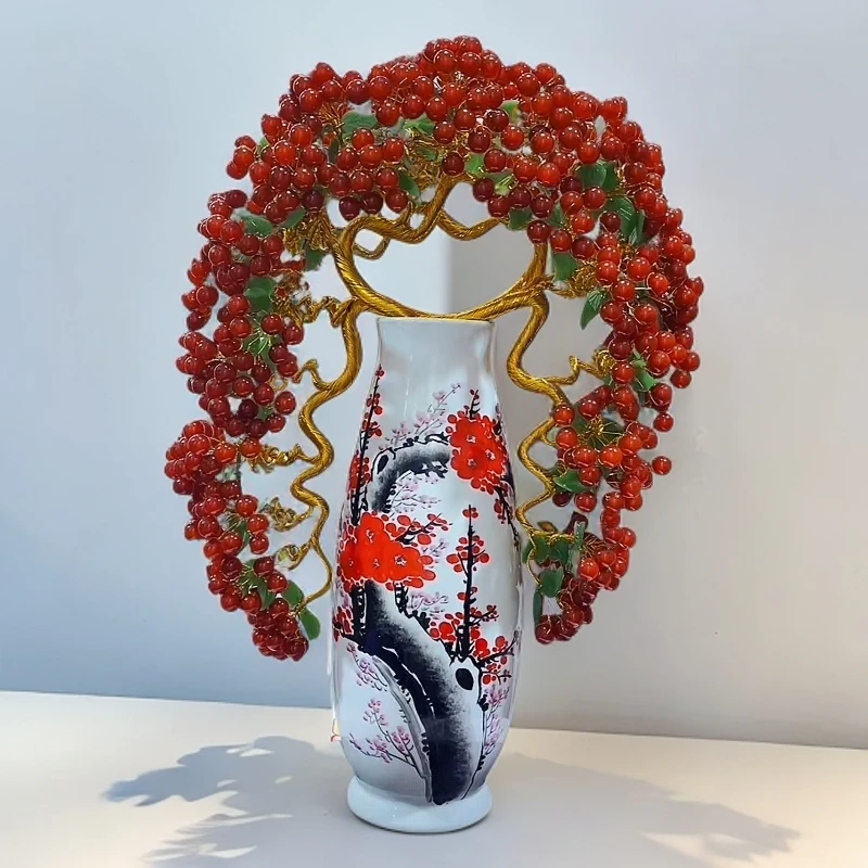 【卓越轻奢原创】鸿运当头腊梅报春福满红摆件陶瓷乔迁办公家居