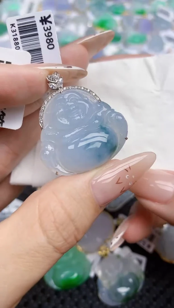 翡翠18K金镶嵌颈饰678   天然翡翠A货