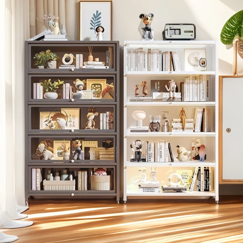 钢制书架高清柜门儿童书柜家用客厅防尘展示柜铁艺置物架储物柜子