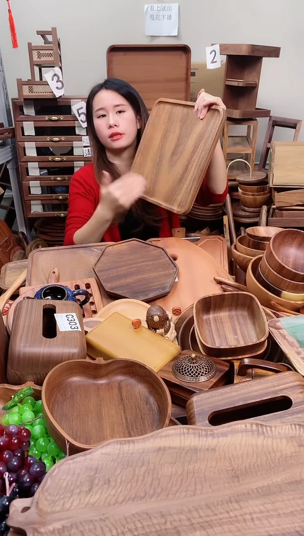 木 南美胡桃木带手抓槽托盘30*30*2cm