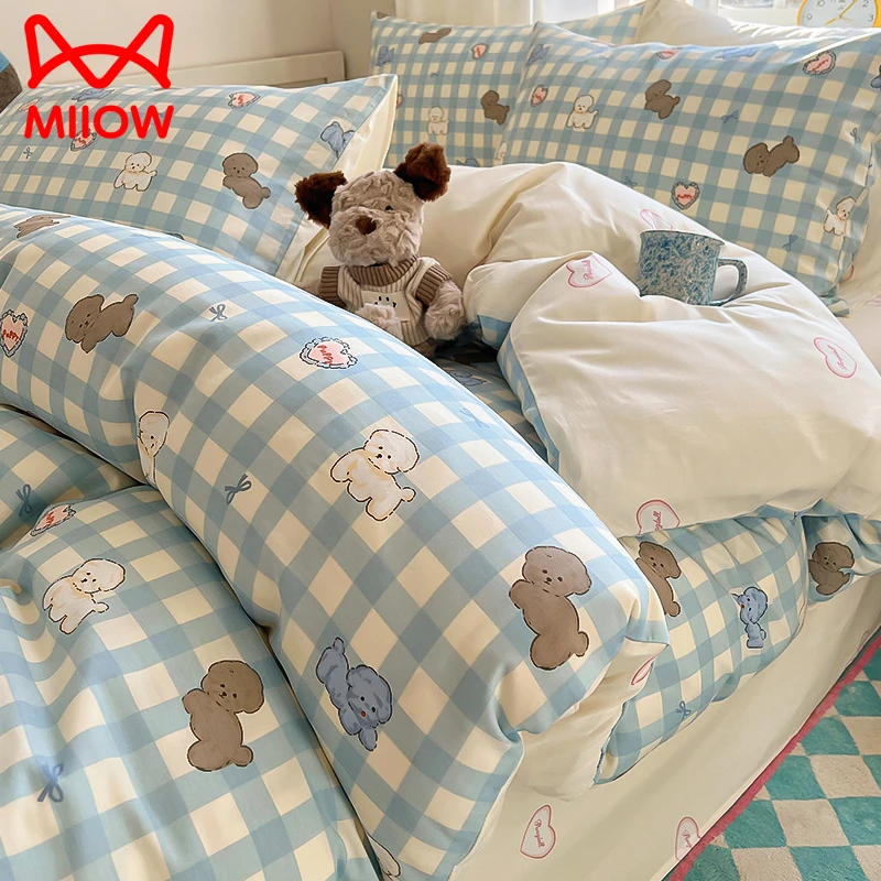 小清新全棉床上四件套纯棉2025新款卡通儿童被套床单床笠款三件套