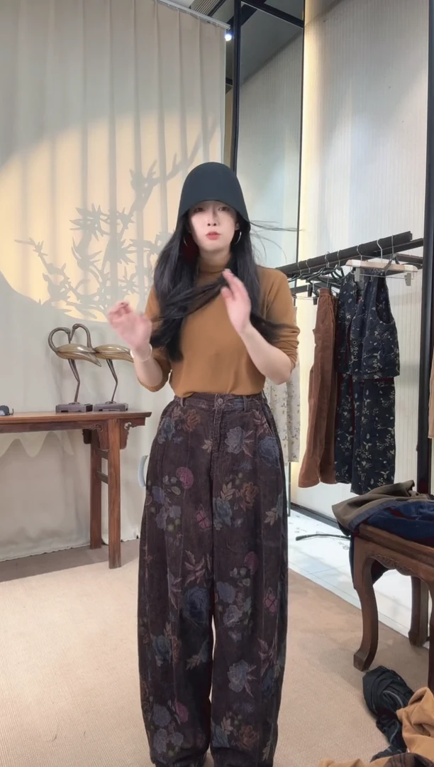 忆古休闲裤灯芯绒