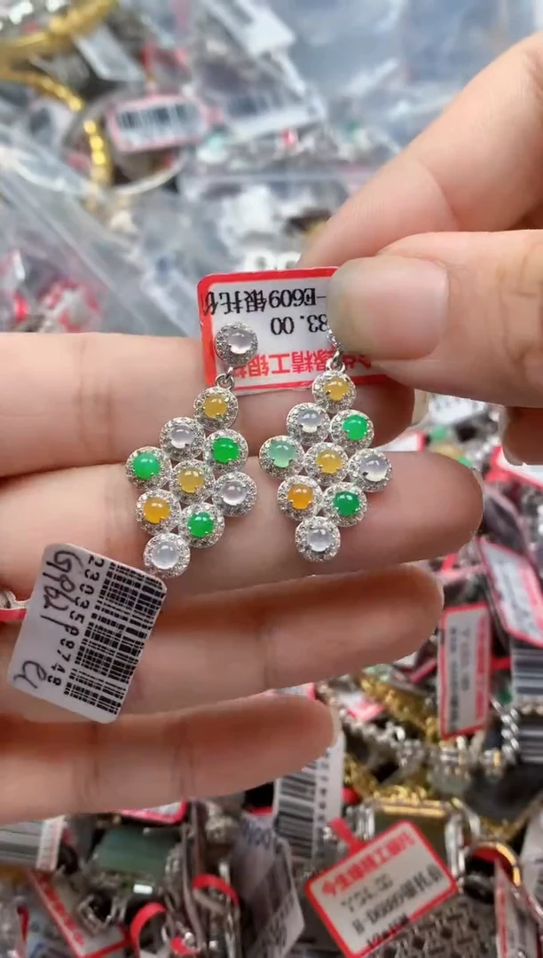 银S925镶嵌戒指翡翠天然A货缅甸翡翠