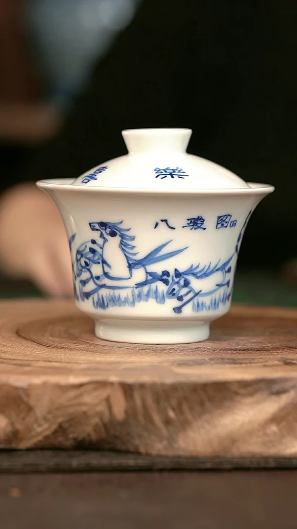手绘手绘高温现代瓷  气  八骏图大马蹄150c
