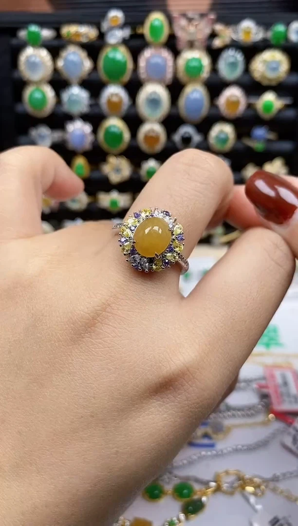 银S925镶嵌戒指翡翠608