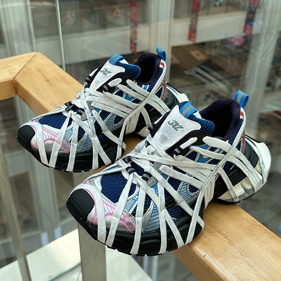 3XL时尚女鞋2025运动鞋鞋带防滑训练户外老爹夏季鞋子女款老爹鞋