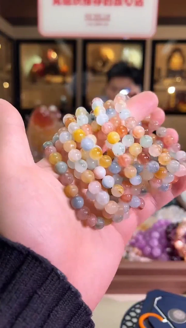 未镶嵌手链水晶8mm+糖果猫眼彩兔毛（多样性发一）