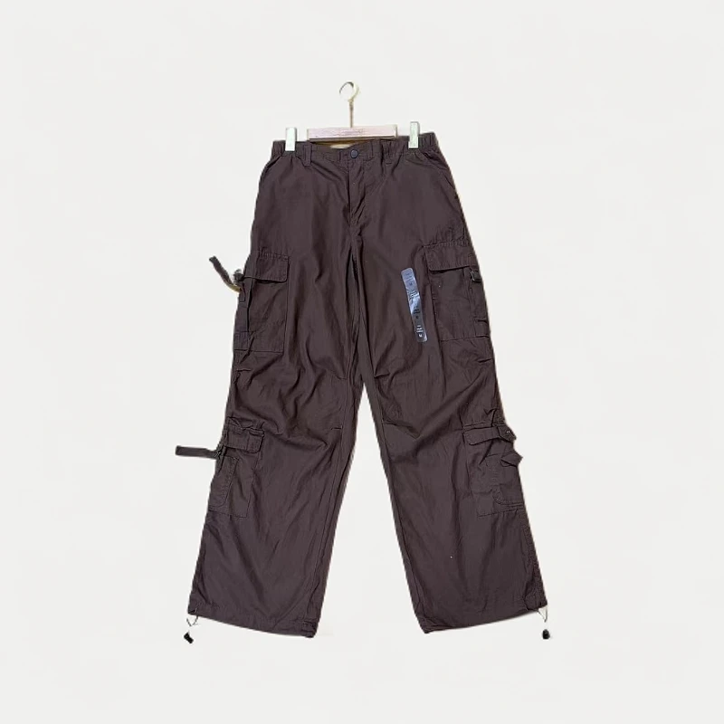 外单美式情侣多口袋抽绳纯棉工装裤户外休闲宽松运动女款直筒