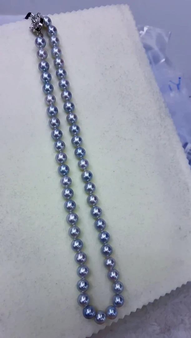 未镶嵌DA海水珍珠灰珠串链8-9 y690