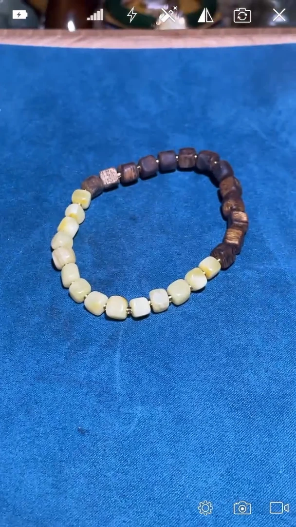 定制蜜蜡WR 方珠双拼款手串