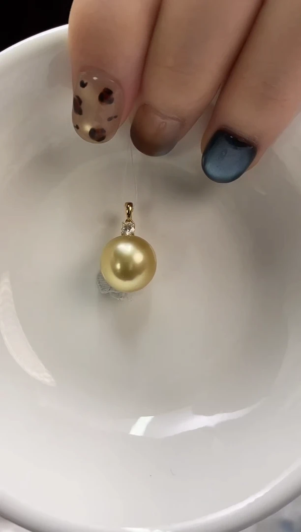 吊坠(不含链)18K金镶嵌海水珍珠12-13南洋金珍珠吊坠