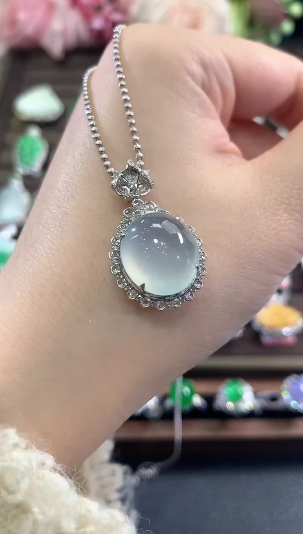 吊坠(不含链)18K金镶嵌翡翠d54