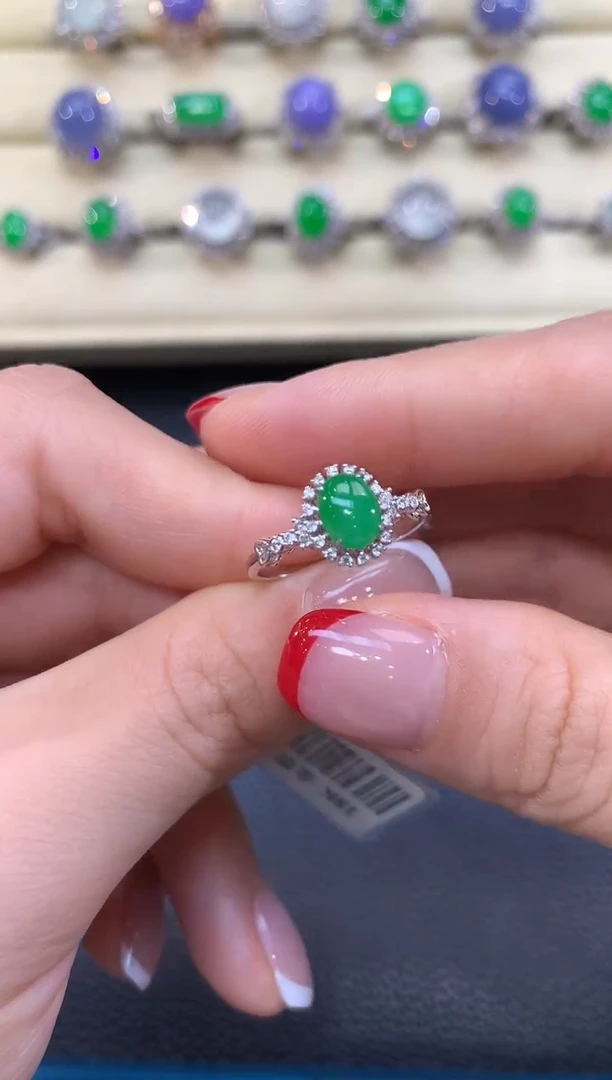 18K金镶嵌戒指翡翠夏日珠宝A36